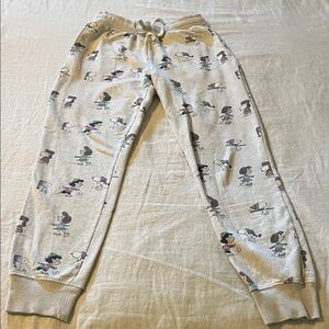 American Eagle Outfitters oatmeal Heather Peanuts Print Joggers